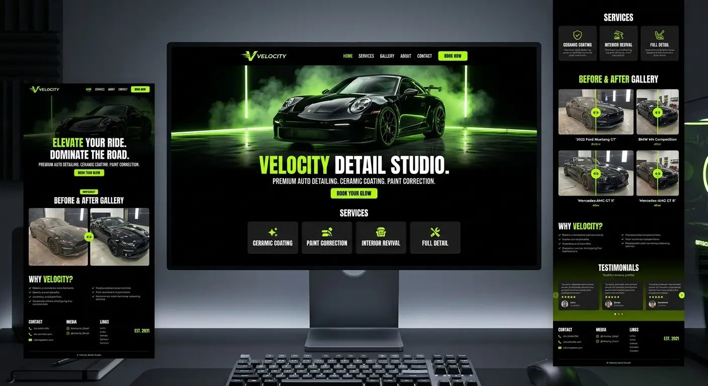 Velocity Detail Studio website design