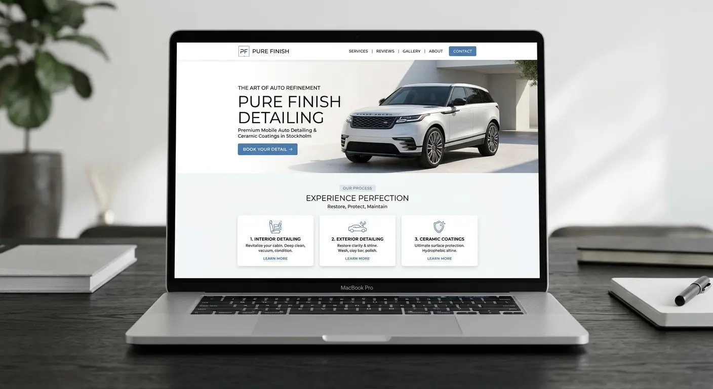 Pure Finish Detailing website design