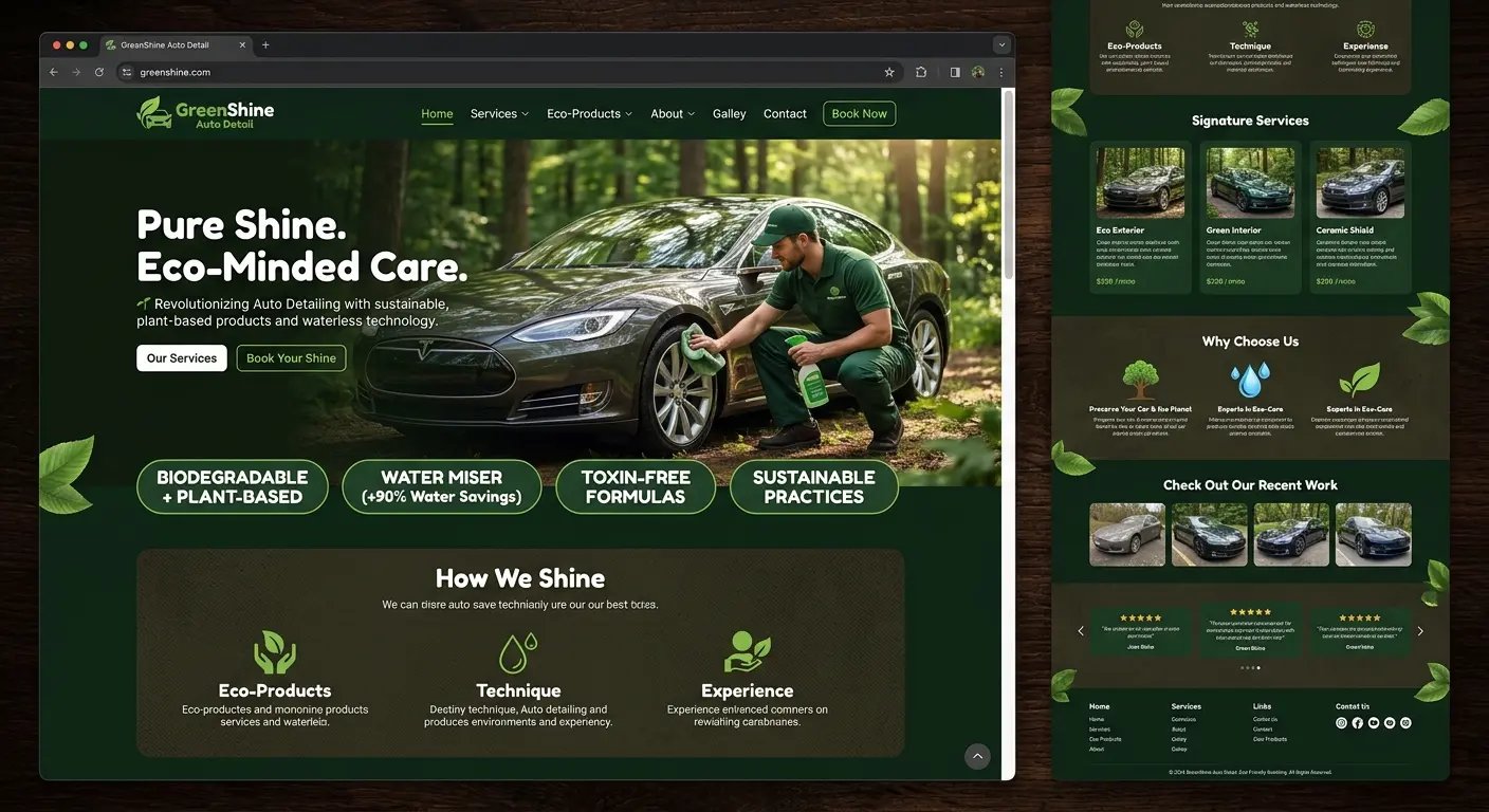 GreenShine Auto Detail website design