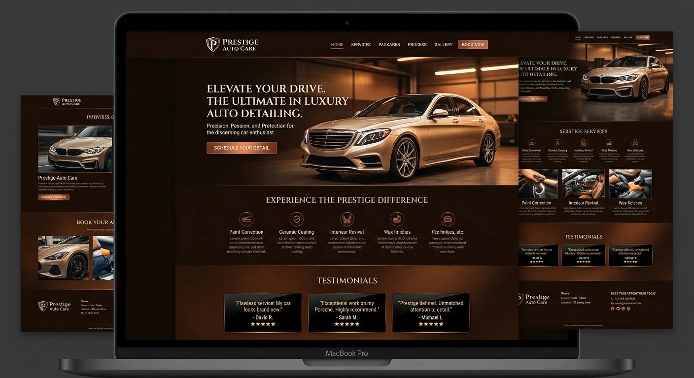 Prestige Auto Care website design